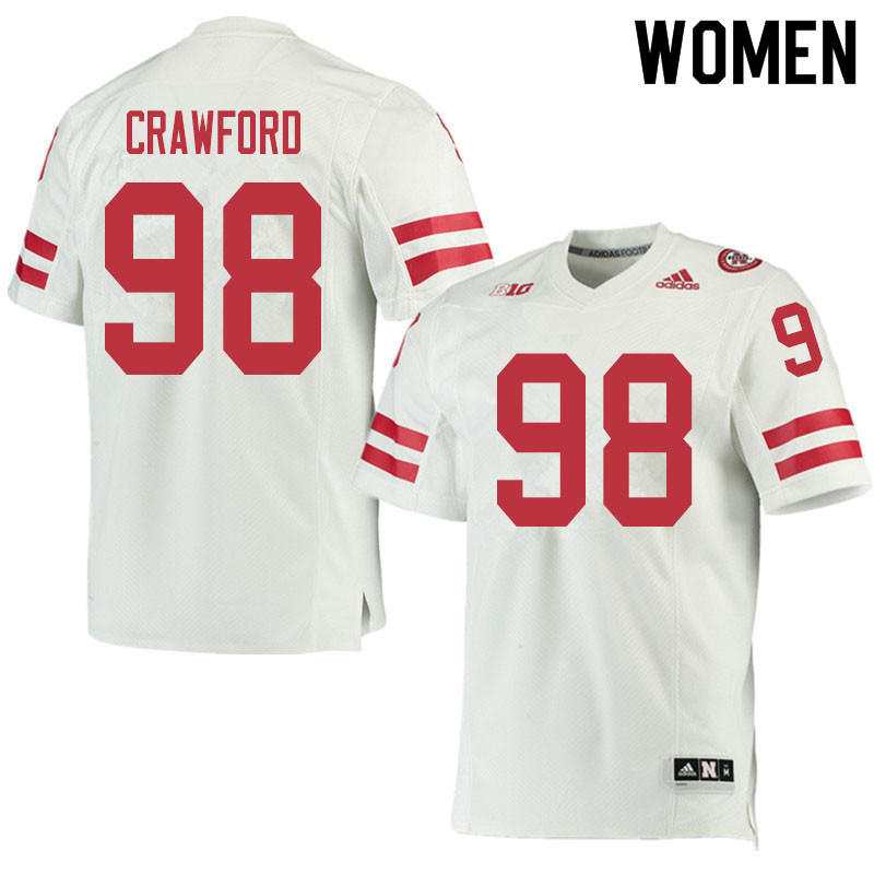 Women #98 Tyler Crawford Nebraska Cornhuskers College Football Jerseys Sale-White - Click Image to Close